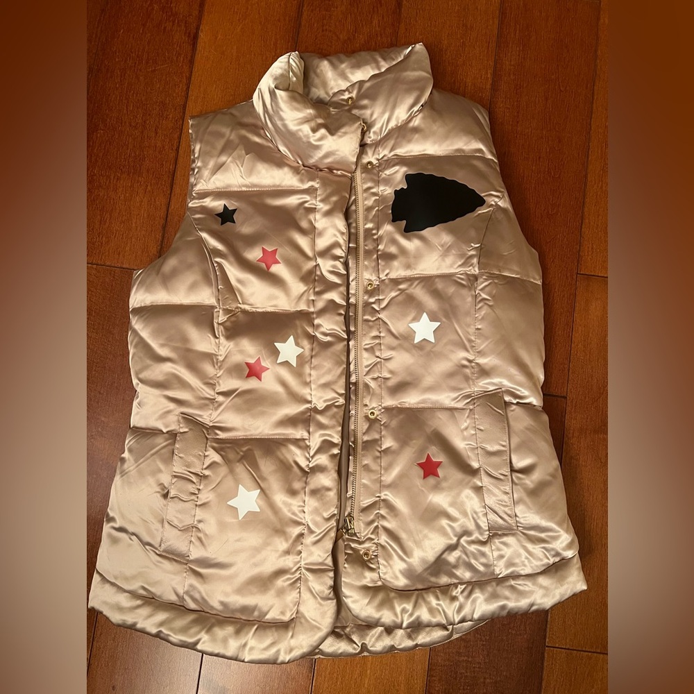 Womens NFL Kansas City Chiefs gold vest apparel puffer jacket custom made - Picture 1 of 10